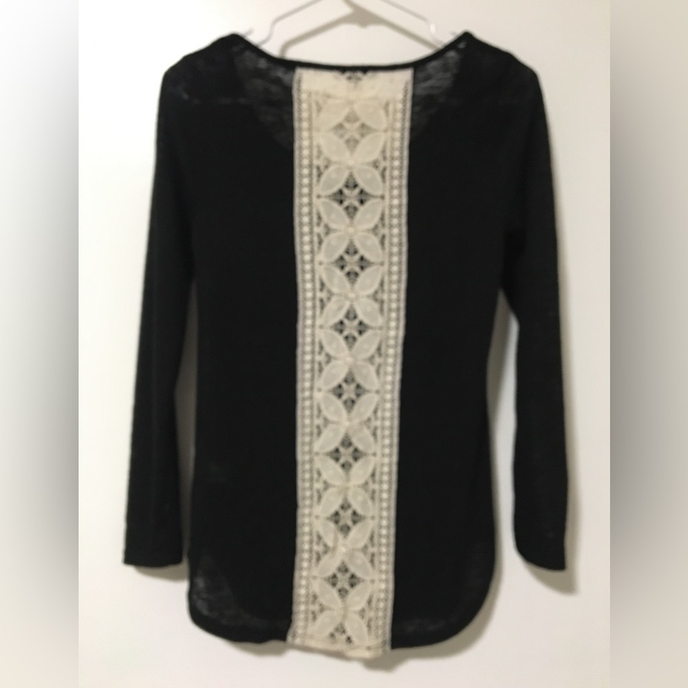 Charlotte Russe Black Heathered Crochet Lace Accent Top XS - Picture 4 of 13